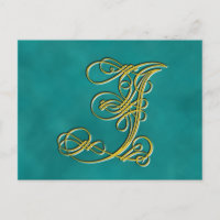 Fancy Monogram Letter J, Customise Colour