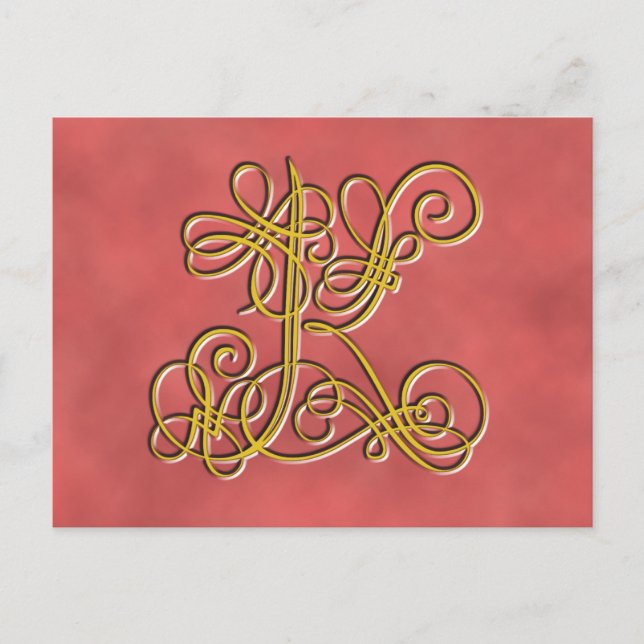 Fancy Monogram Letter K, Customise Colour Postcard (Front)