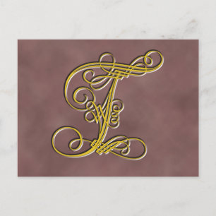 Fancy Monogram Letter T Postcard