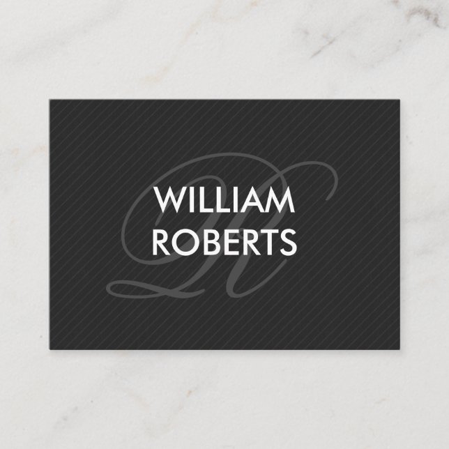 Fancy Monogram Pin Stripe Business Card (Front)