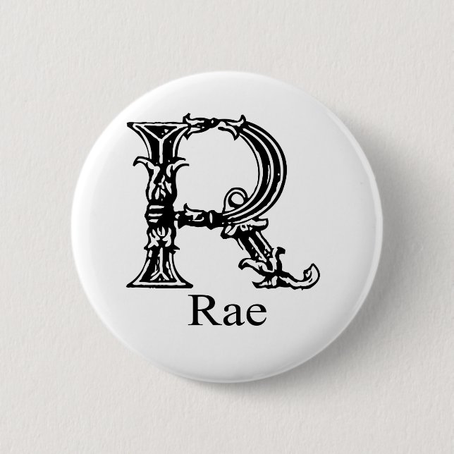 Fancy Monogram: Rae 6 Cm Round Badge (Front)