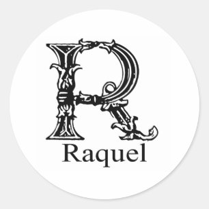 Fancy Monogram: Raquel Classic Round Sticker