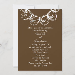 Fancy Monogram Rehearsal Dinner (chocolate) Invitation