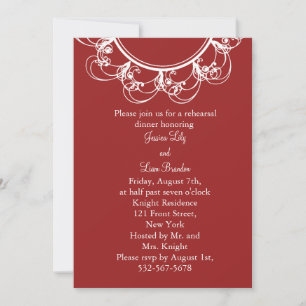 Fancy Monogram Rehearsal Dinner Invitation (red)