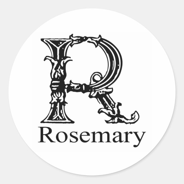 Fancy Monogram: Rosemary Classic Round Sticker (Front)