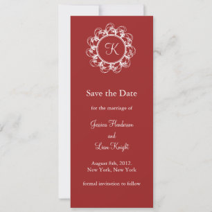 Fancy Monogram Save the Date (red)