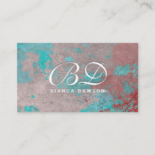 Fancy Monogram Script Grunge Rusted Background Business Card