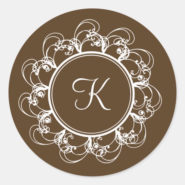 Fancy Monogram Sticker (chocolate) (Front)