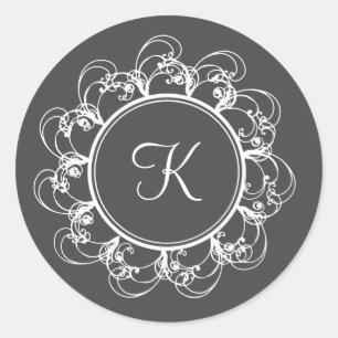 Fancy Monogram Sticker (grey)