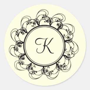 Fancy Monogram Sticker (off+white)