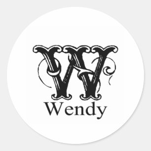 Fancy Monogram: Wendy Classic Round Sticker