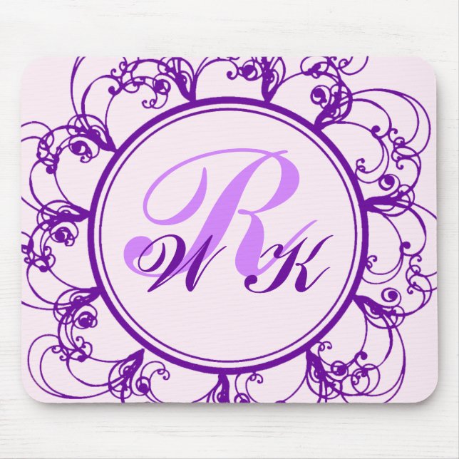 Fancy Monogrammed Mouse Pad (Front)
