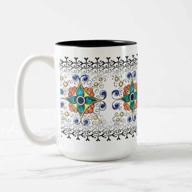 Fancy Mug- Mosaic Two-Tone Coffee Mug (Left)
