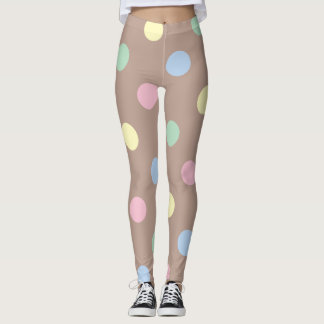 Fancy Multi-Colour and Brown Retro Polka Dot Leggings