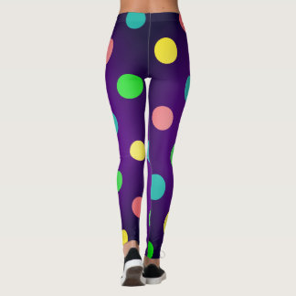 Fancy Multi-Colour and Purple Retro Polka Dot Leggings