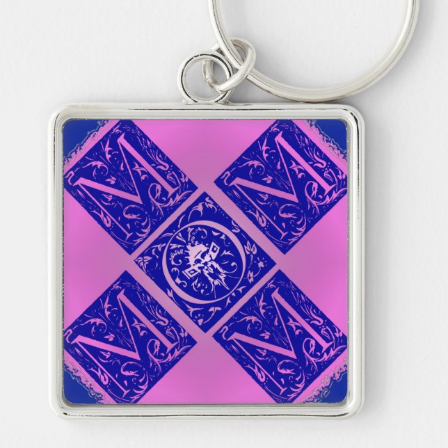 Fancy Mum Text in Blue and Purple Key Ring (Front)