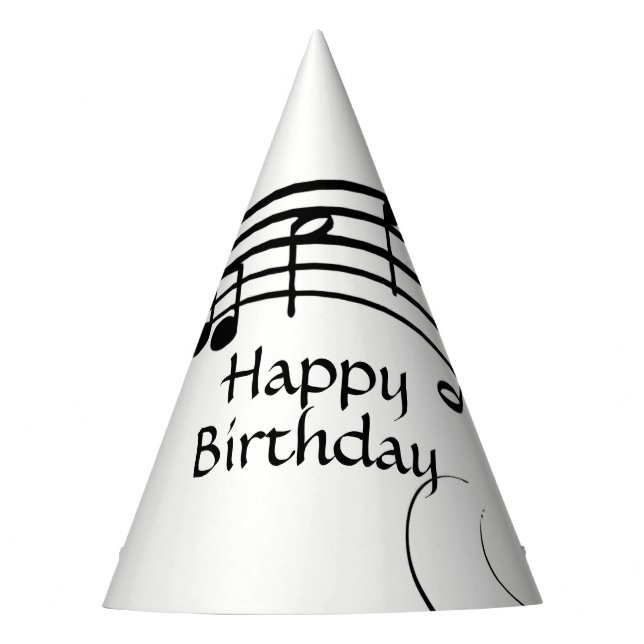 Fancy Music Notes Birthday Party Hat (Front)
