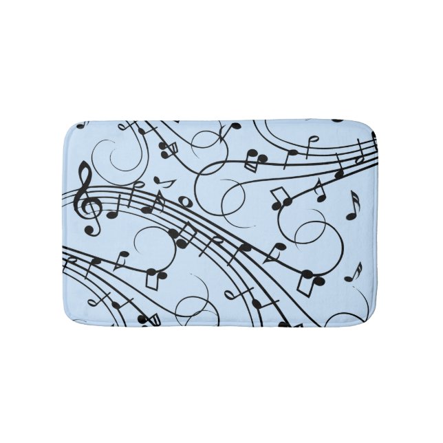 Fancy Music Notes Blue Bath Mat (Front)