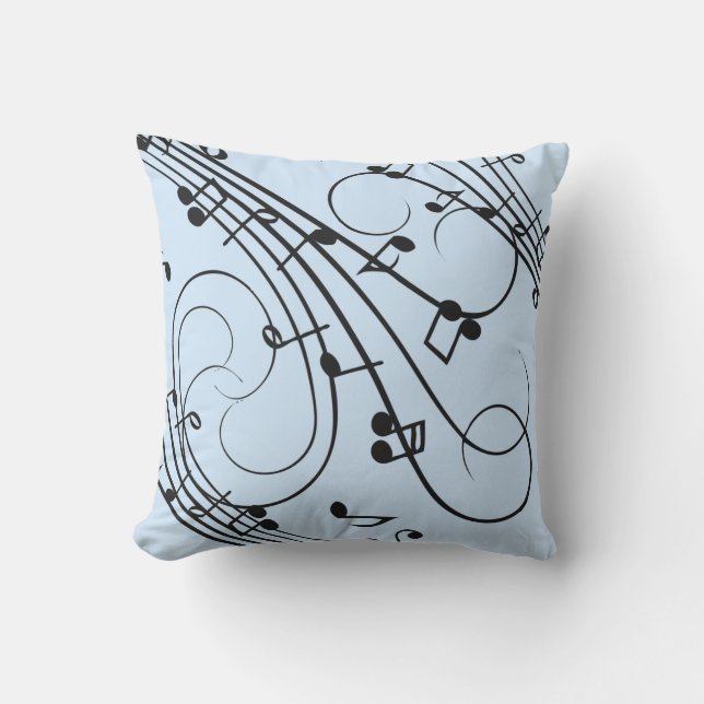 Fancy Music Notes Blue Cushion (Front)