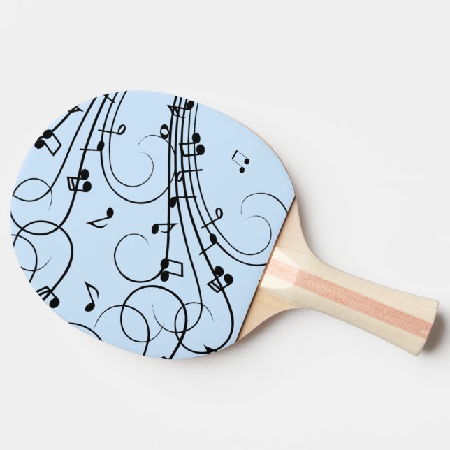 Fancy Music Notes Blue Ping Pong Paddle (Side)