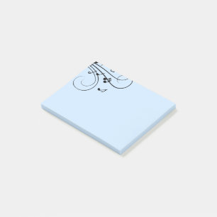 Fancy Music Notes Blue Post-It Notes