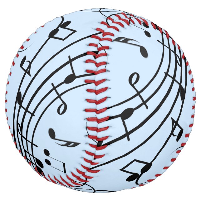 Fancy Music Notes Blue Softball (Angled)
