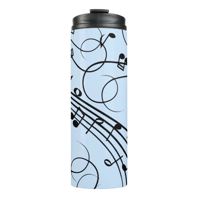 Fancy Music Notes Blue Thermal Tumbler (Front)