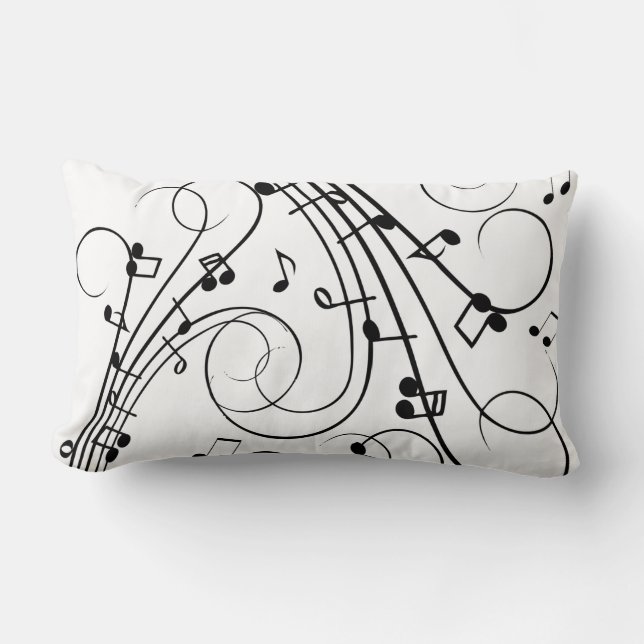 Fancy Music Notes Lumbar Cushion (Front)