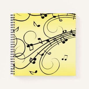 Fancy Music Notes Yellow Notebook