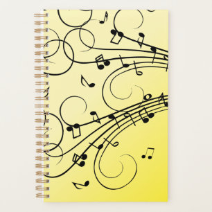 Fancy Music Notes Yellow Planner