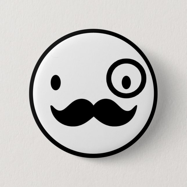 fancy mustchace face 6 cm round badge (Front)