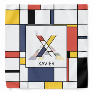 Fancy Neoplasticism Style Monogram. Letter X Bandana