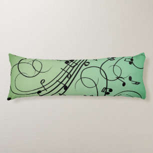 Fancy Notes Green Music Design Body Cushion