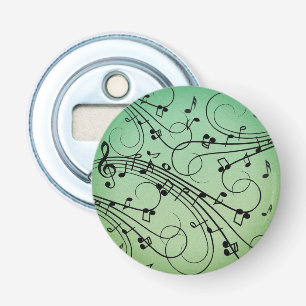 Fancy Notes Green Music Design Bottle Opener