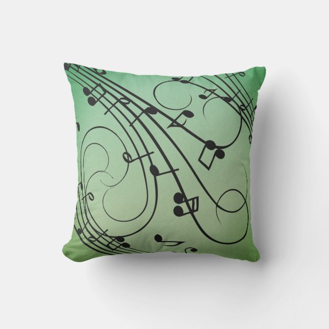 Fancy Notes Green Music Design Cushion (Front)