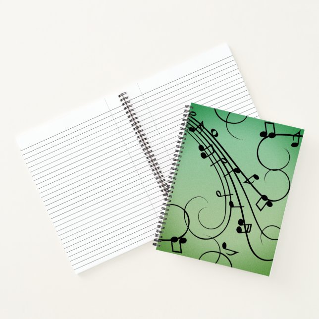 Fancy Notes Green Music Design Notebook (Inside)
