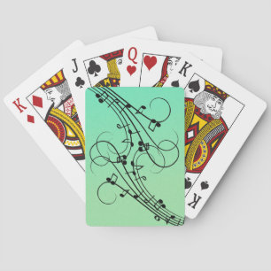 Fancy Notes Green Music Design Playing Cards