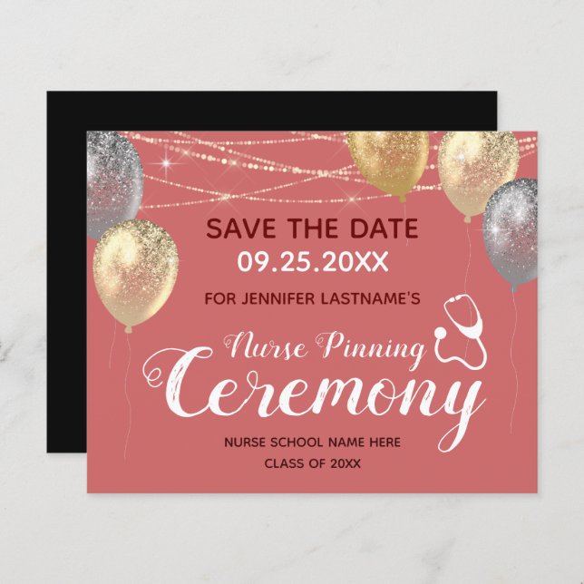 Fancy Nurse Pinning Ceremony Save the Date (Front/Back)