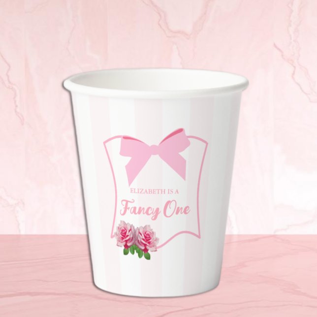 Fancy One Bow Floral 1st Birthday Paper Cups (Creator Uploaded)