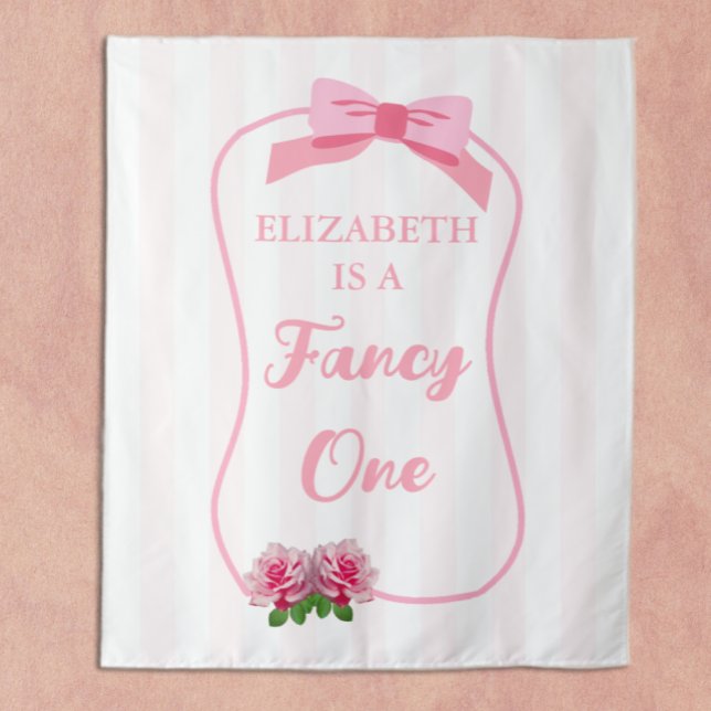 Fancy One Bow Floral 1st Birthday Tapestry (Creator Uploaded)