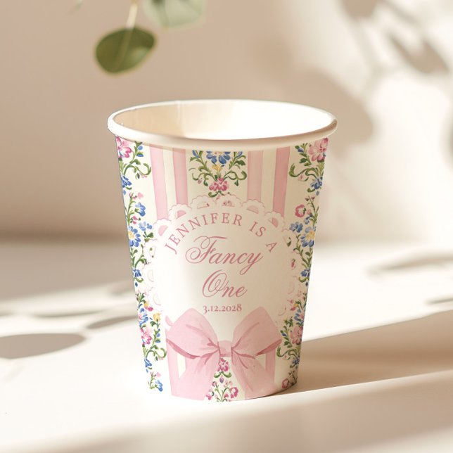 Fancy One Coquette Bow 1st Birthday Paper Cups (Creator Uploaded)