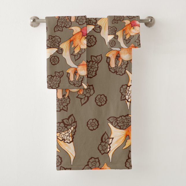 Fancy Oranda Goldfish  Bath Towel Set (Insitu)