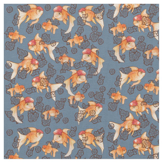Fancy Oranda Goldfish Fabric (Close Up)
