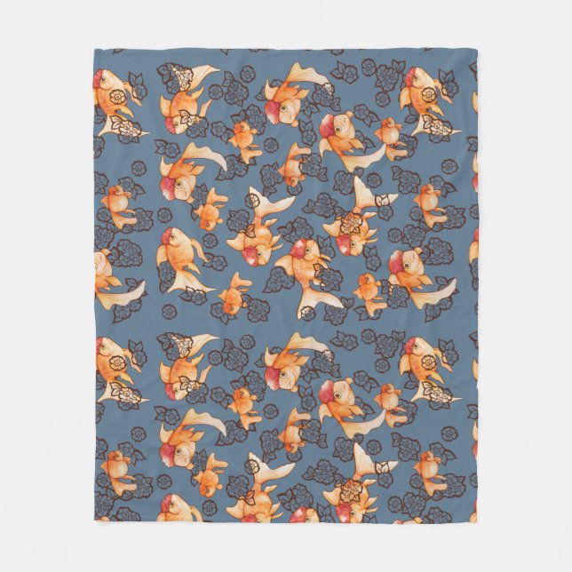 Fancy Oranda Goldfish Fleece Blanket (Front)
