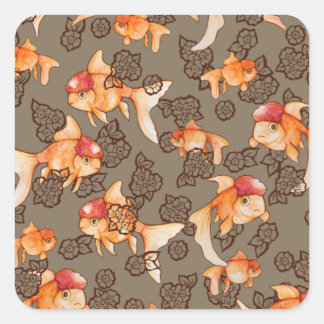 Fancy Oranda Goldfish  Square Sticker