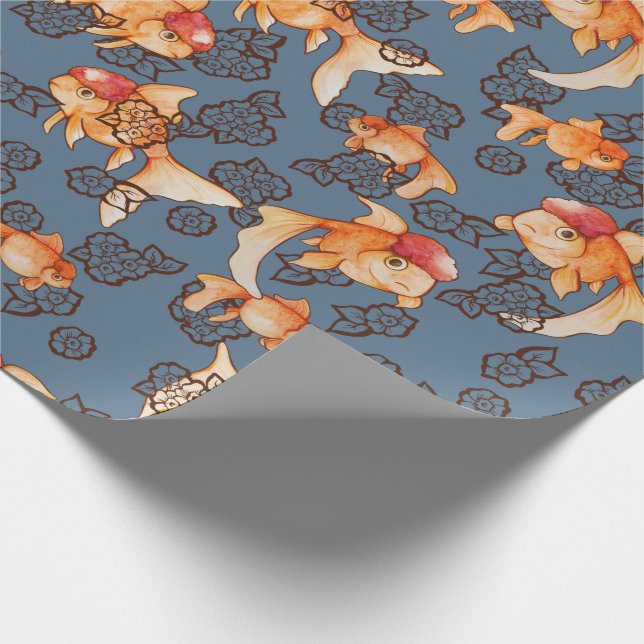 Fancy Oranda Goldfish Wrapping Paper (Corner)