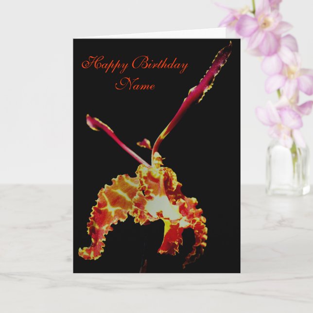 Fancy Orchid Flower Personalised Birthday Card (Orchid)