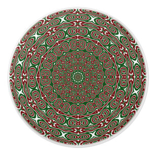 Fancy Ornate Maximalist Groovy Christmas Mandala Ceramic Knob
