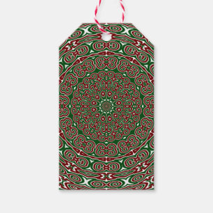 Fancy Ornate Maximalist Groovy Christmas Mandala Gift Tags