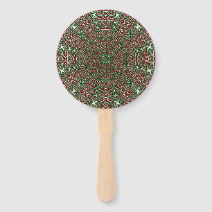 Fancy Ornate Maximalist Groovy Christmas Mandala Hand Fan